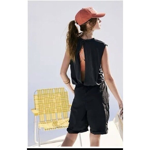 FP‎ Movement X Free People Lead The Way Romper Pockets Black XS Utility Run Hike - Picture 2 of 7